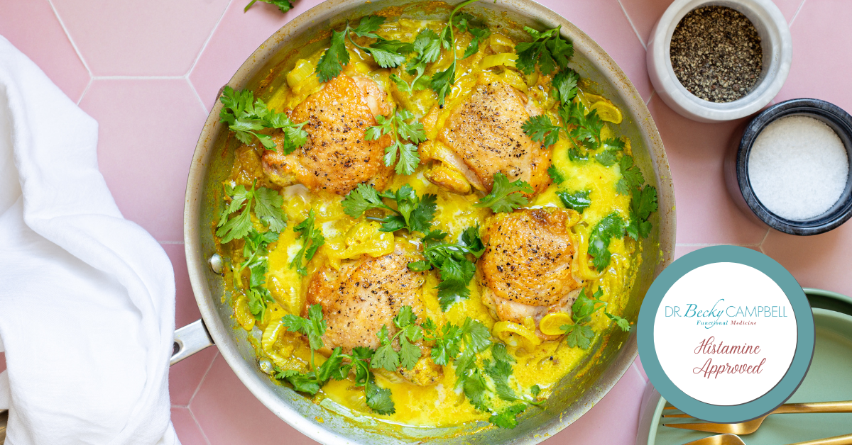 Chicken thighs with creamy ginger turmeric sauce