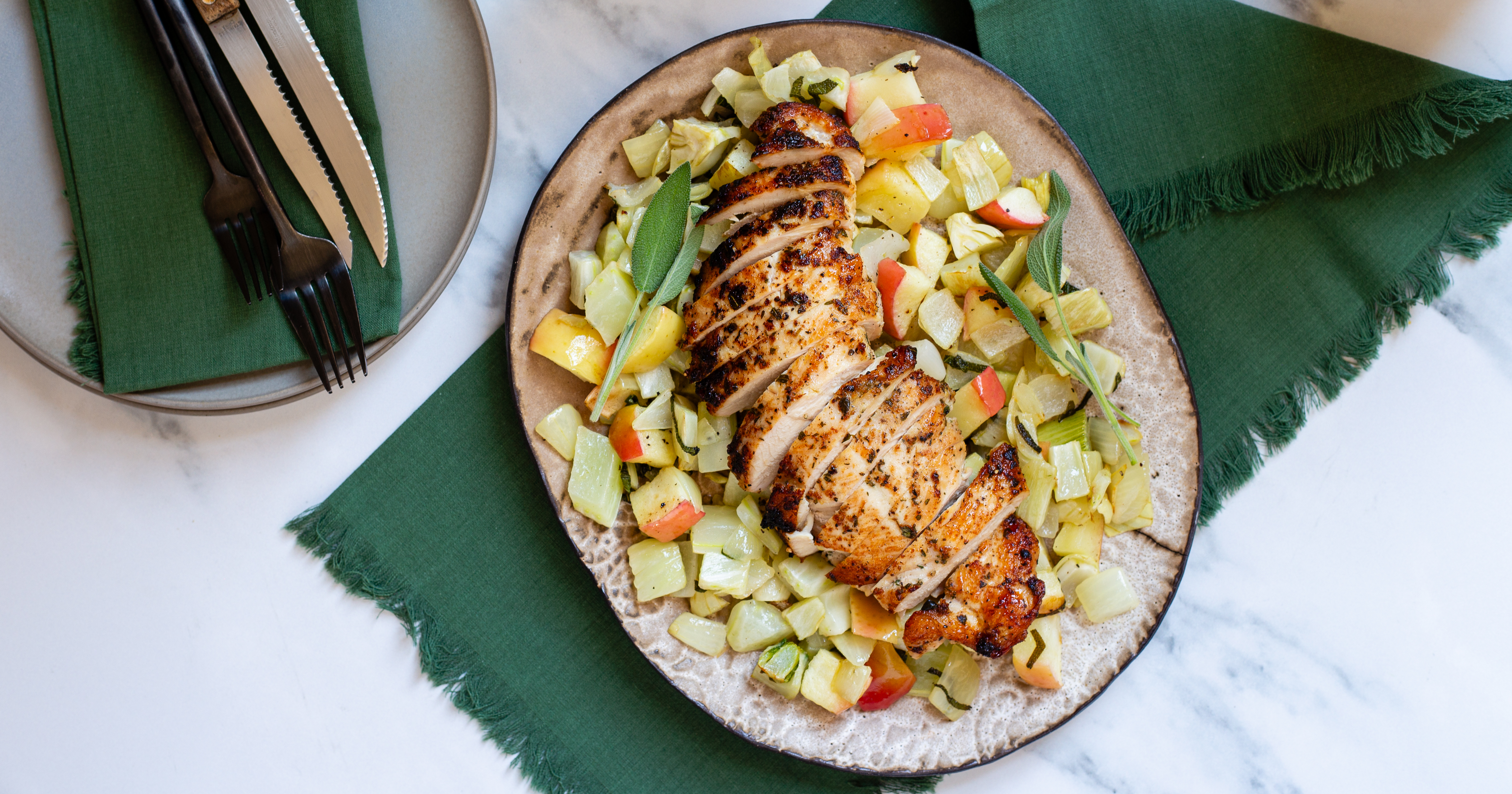 Herb Roasted Turkey Tenderloin with Sage Roasted Apples and Vegetables