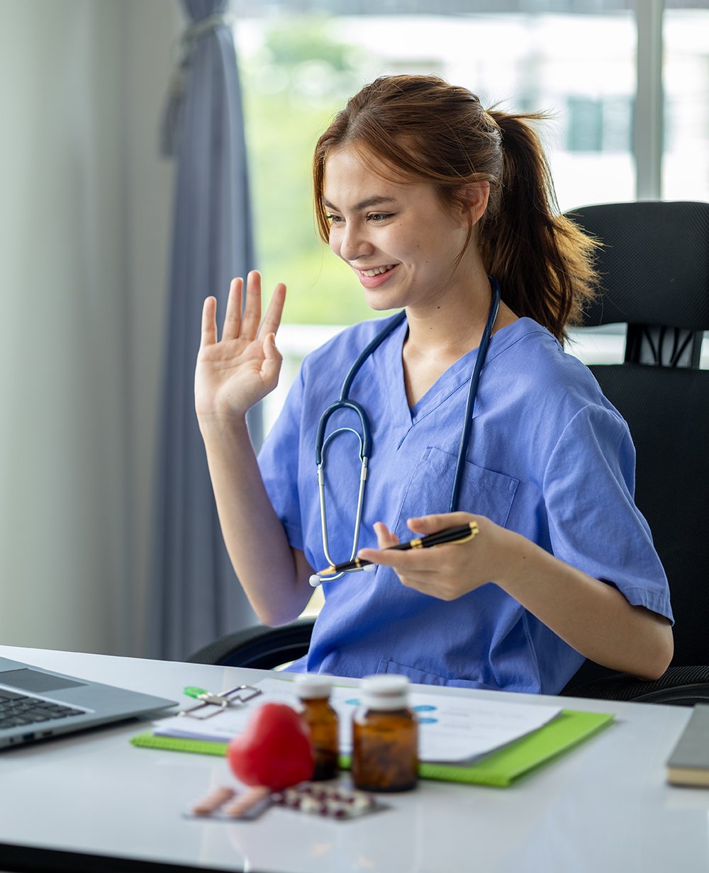 doctor on virtual case review call with patient